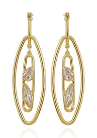 Gold Plated Oval Orbital Cubic Zirconia Earrings 