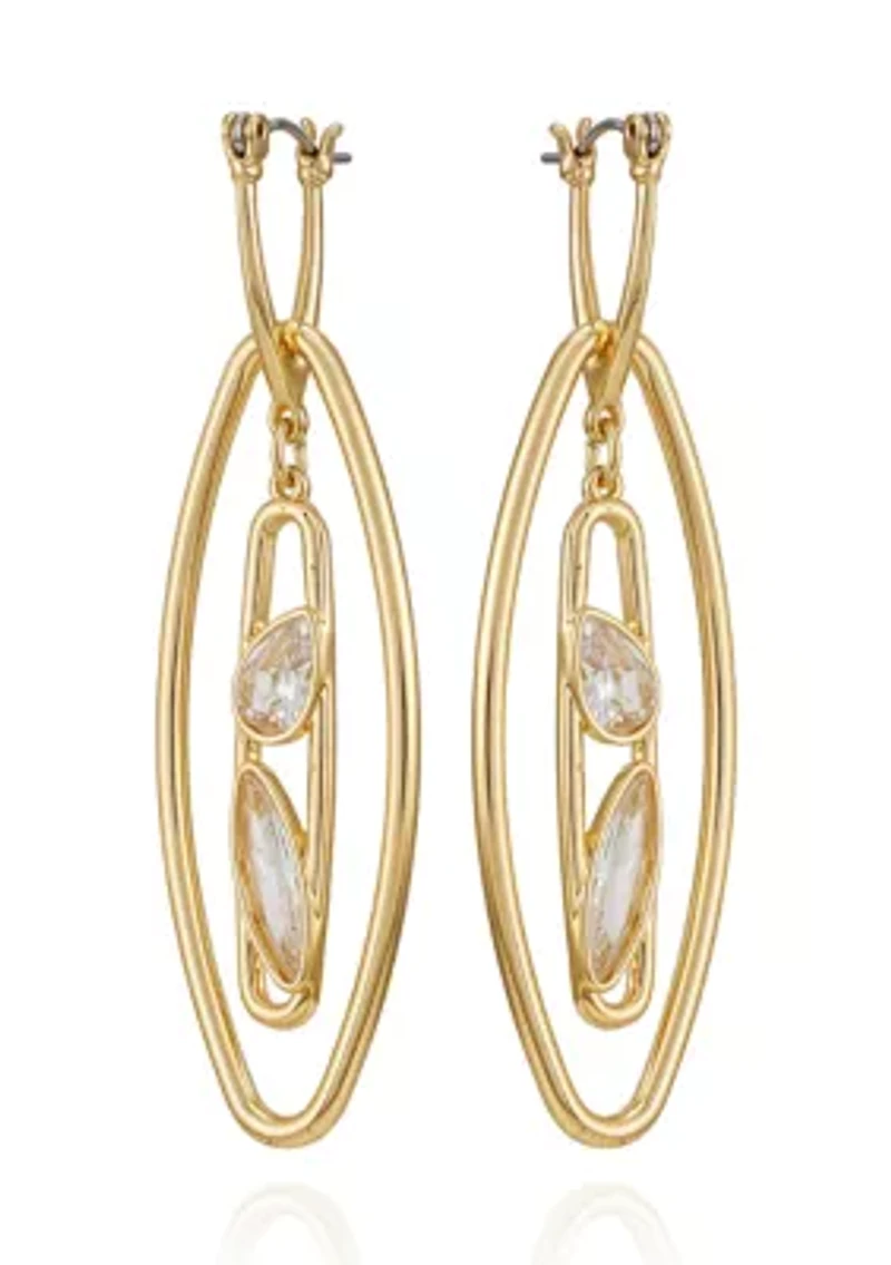 Gold Plated Oval Orbital Cubic Zirconia Earrings