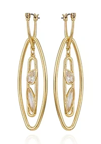 Gold Plated Oval Orbital Cubic Zirconia Earrings 