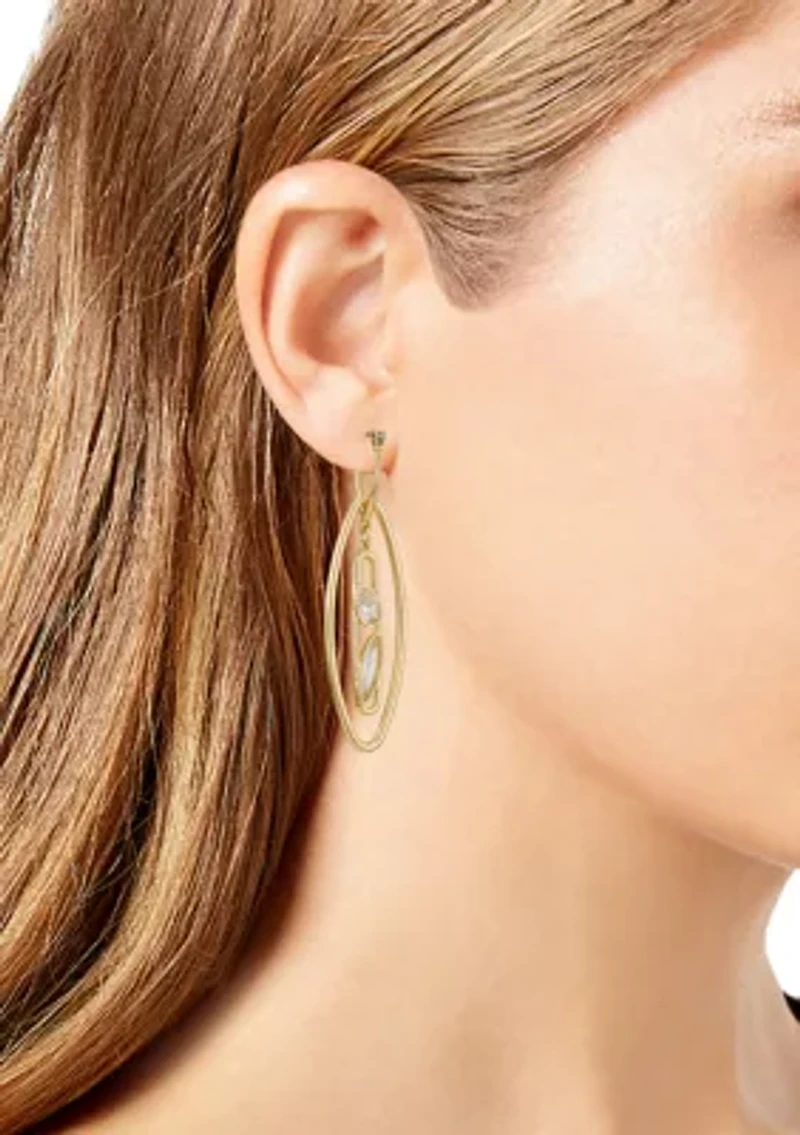 Gold Plated Oval Orbital Cubic Zirconia Earrings