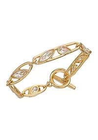 Gold Plated Cubic Zirconia Linked Toggle Bracelet