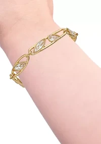 Gold Plated Cubic Zirconia Linked Toggle Bracelet