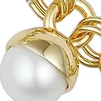 White Pearl Station Necklace in 14K Gold