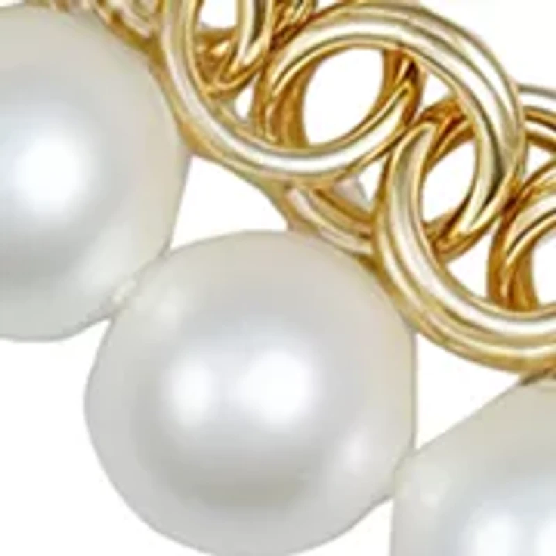 White Pearl Strand Necklace in 14K Gold