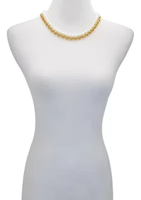 White Pearl Strand Necklace in 14K Gold