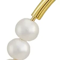 Gold Plated White Pearl Double Hoop Earrings