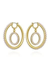14K Gold White Pearl Drop Earrings