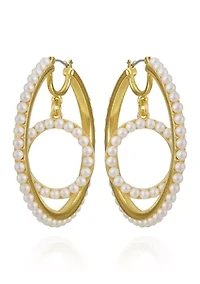 14K Gold White Pearl Drop Earrings