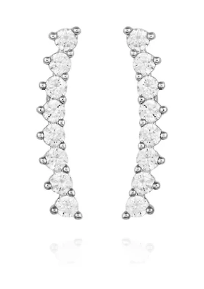 Silver Crystal Stud Earrings