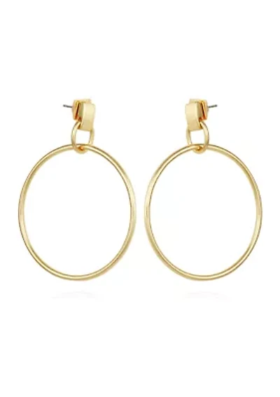 Gold Drop Hoop Earrings