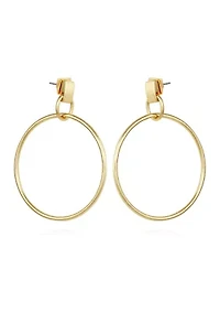 Gold Drop Hoop Earrings