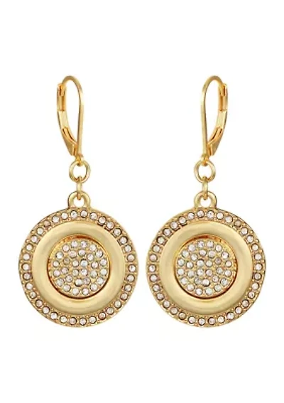 Gold-Tone Crystal Circle Earrings