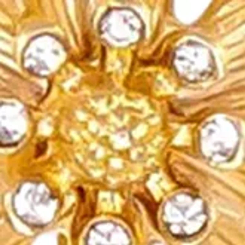 Gold Tone Post Top Graduated Triple Flower Drop Earrings with Crystal Stone Accents 