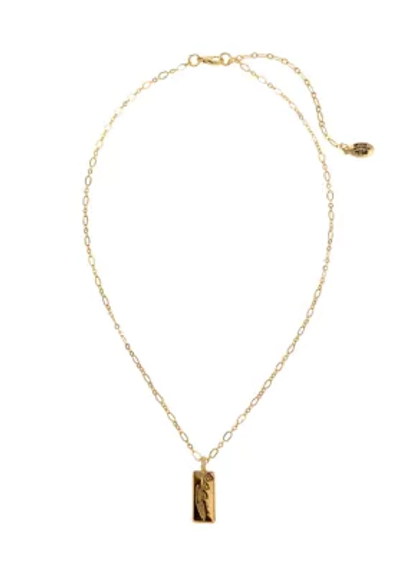  Gold Tone 16 Inch + 3 Inch Extender Etched Lily Of The Valley Flower Pendant Necklace  