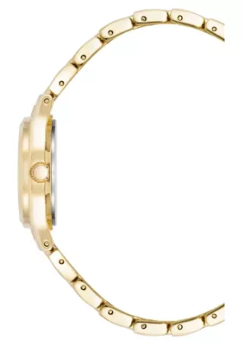 Anne Klein Women's Classic Gold-Tone Metal Alloy Easy To Read Pink Dial Watch, 26mm