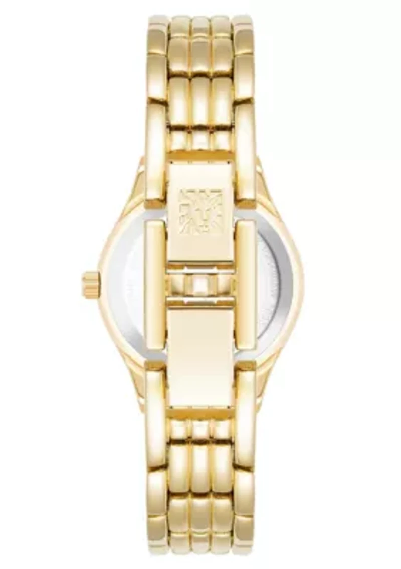 Anne Klein Women's Classic Gold-Tone Metal Alloy Easy To Read Pink Dial Watch, 26mm