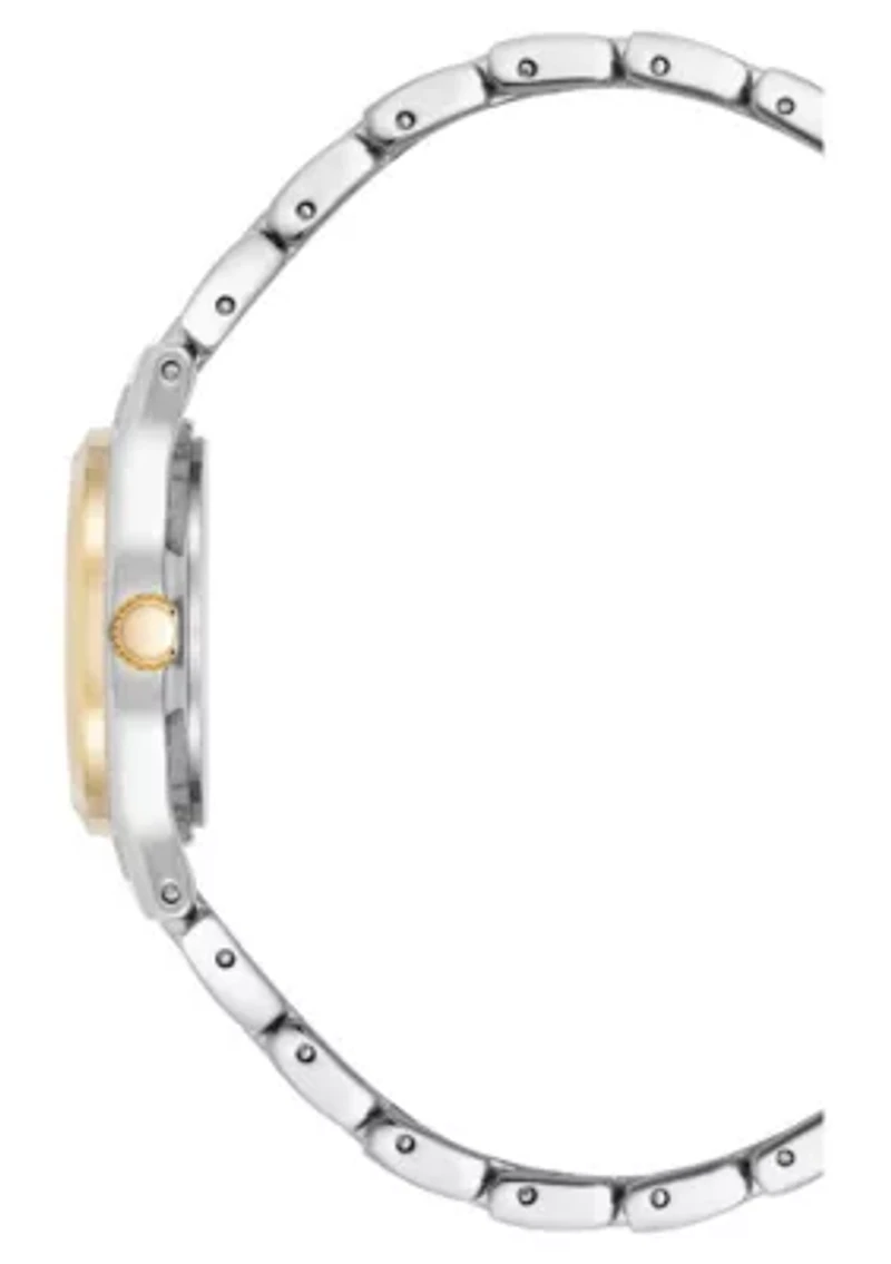 Anne Klein Women's Classic Two-Tone Metal Alloy Easy To Read Black Dial Watch, 26mm