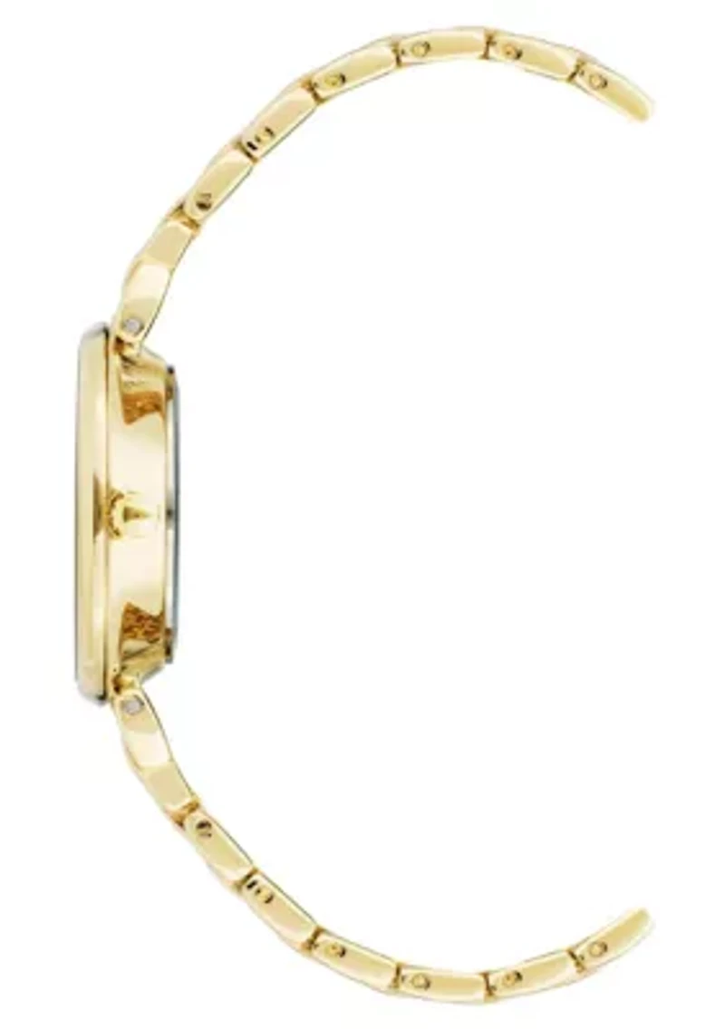 Anne Klein Women's Quartz Floral Gold-Tone Metal Alloy Watch, 30mm