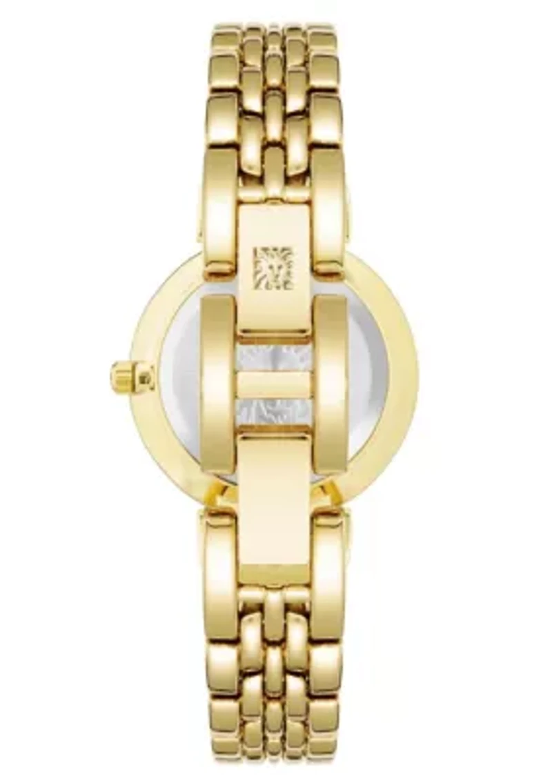 Anne Klein Women's Quartz Floral Gold-Tone Metal Alloy Watch, 30mm