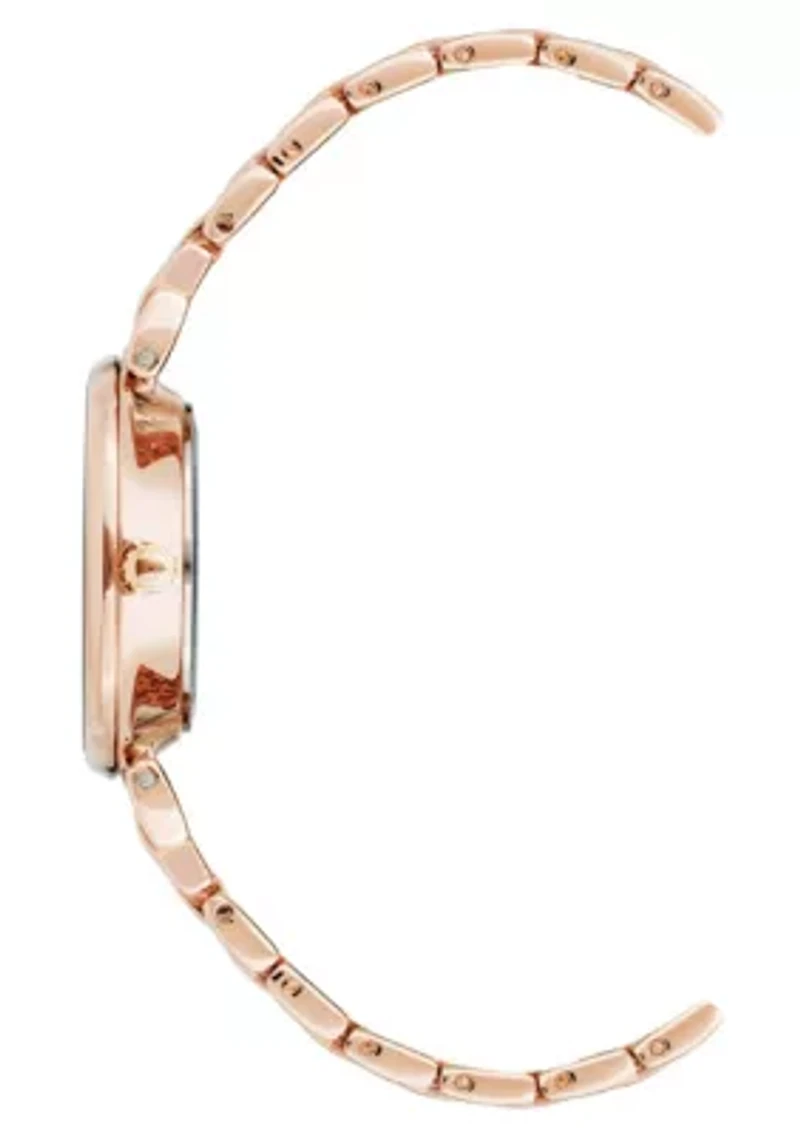 Anne Klein Women's Quartz Floral Rose Gold-Tone Metal Alloy Watch, 30mm