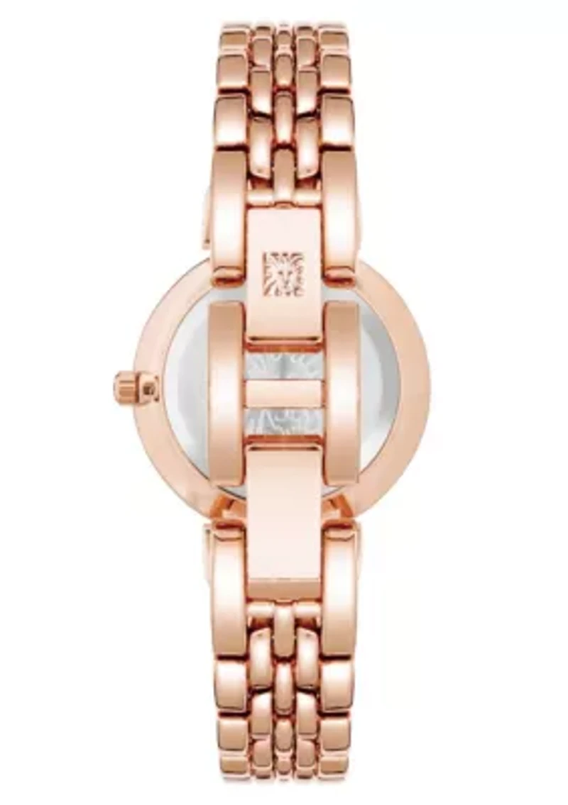 Anne Klein Women's Quartz Floral Rose Gold-Tone Metal Alloy Watch, 30mm