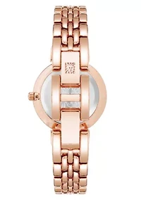 Anne Klein Women's Quartz Floral Rose Gold-Tone Metal Alloy Watch, 30mm