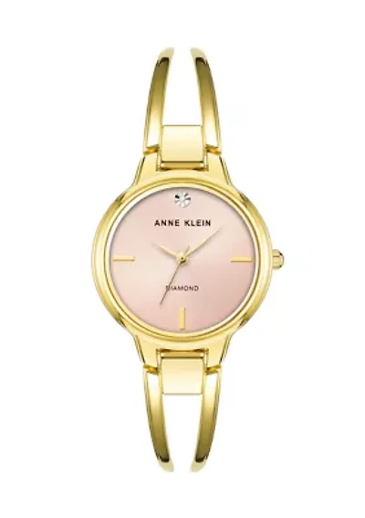 Women's Quartz Pink Round Bangle Watch