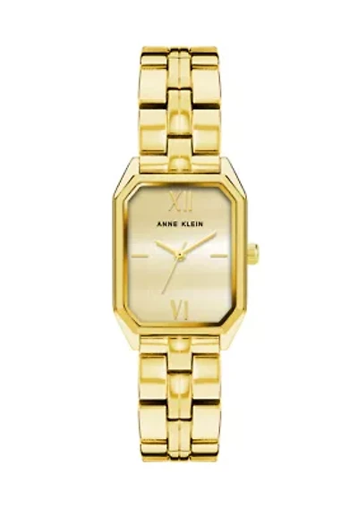 Quartz Octagonal Gold Tone Alloy Metal Bracelet Watch