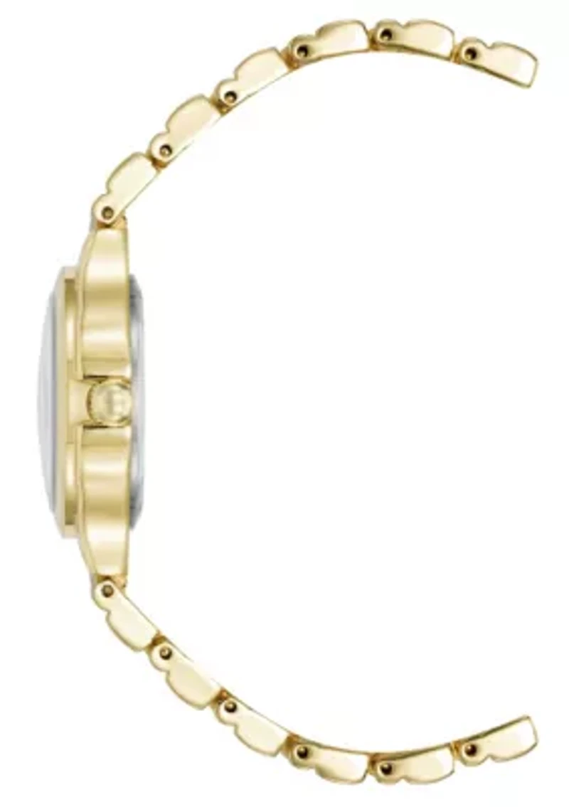 Anne Klein Women's Quartz Cultivated Gold-Tone Metal Alloy and Pink Dial Watch, 30mm