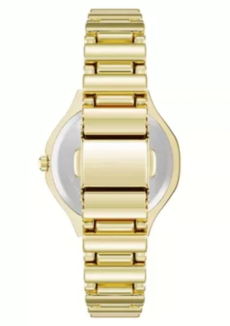 Anne Klein Women's Quartz Cultivated Gold-Tone Metal Alloy and Pink Dial Watch, 30mm