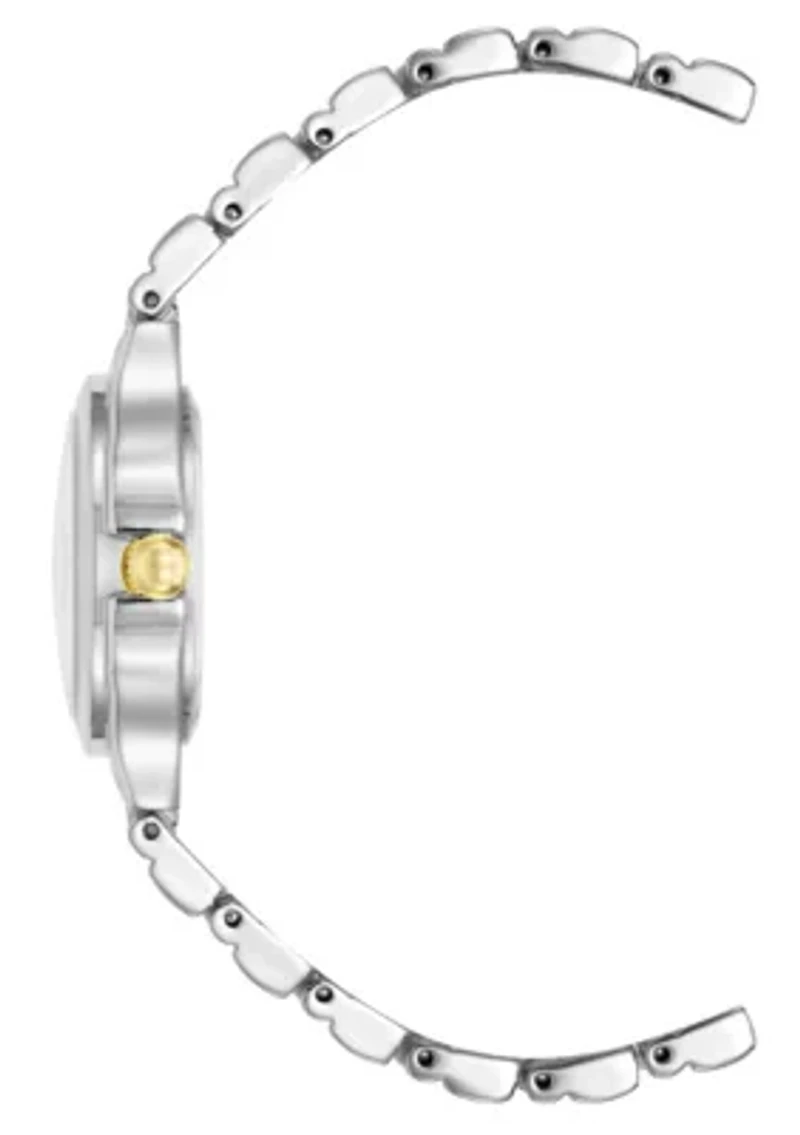 Anne Klein Women's Quartz Cultivated Two-Tone Metal Alloy and Light Blue Dial Watch, 30mm