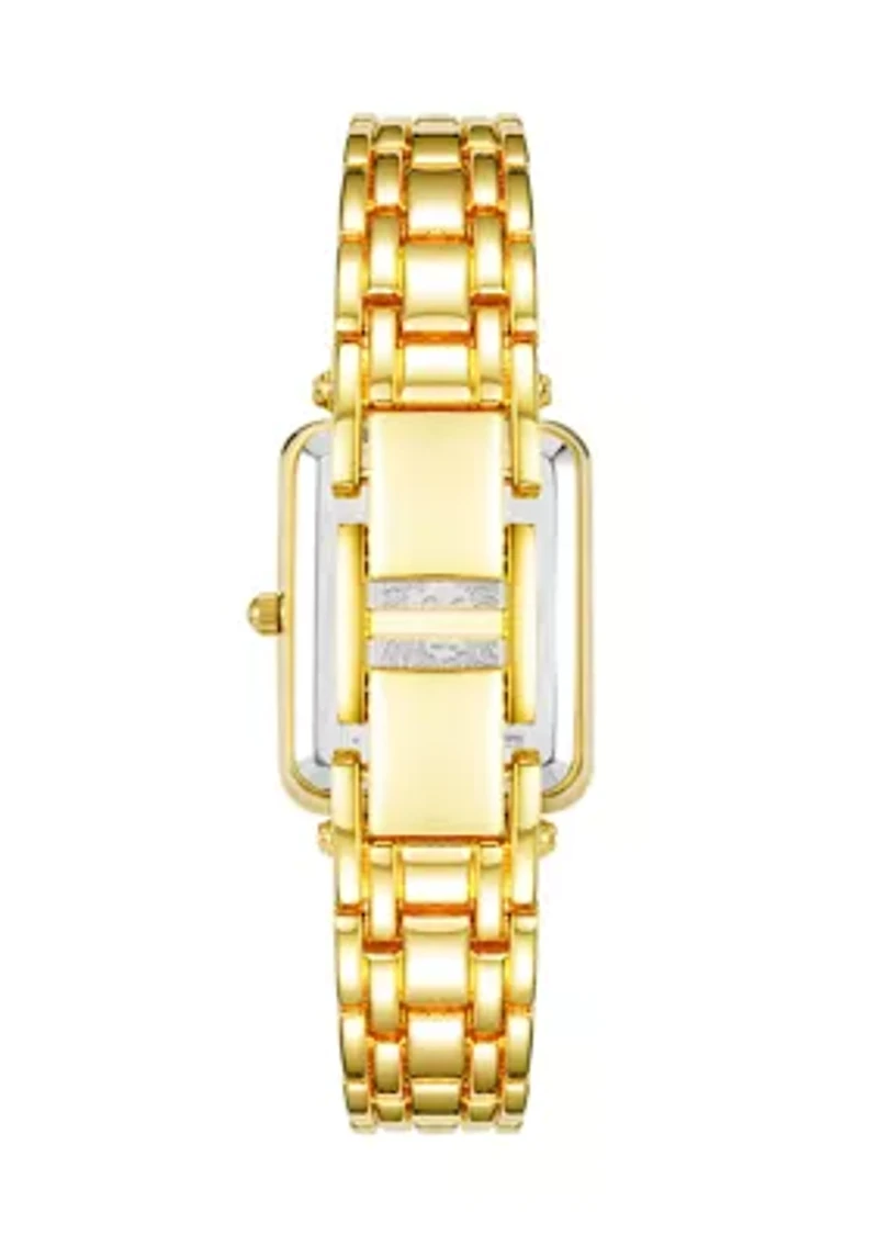  Women's Rectangular Gold Tone Watch