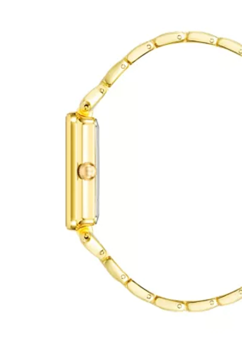  Women's Rectangular Gold Tone Watch