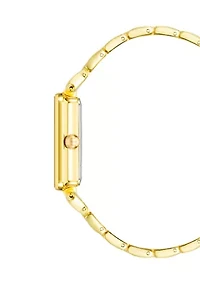  Women's Rectangular Gold Tone Watch