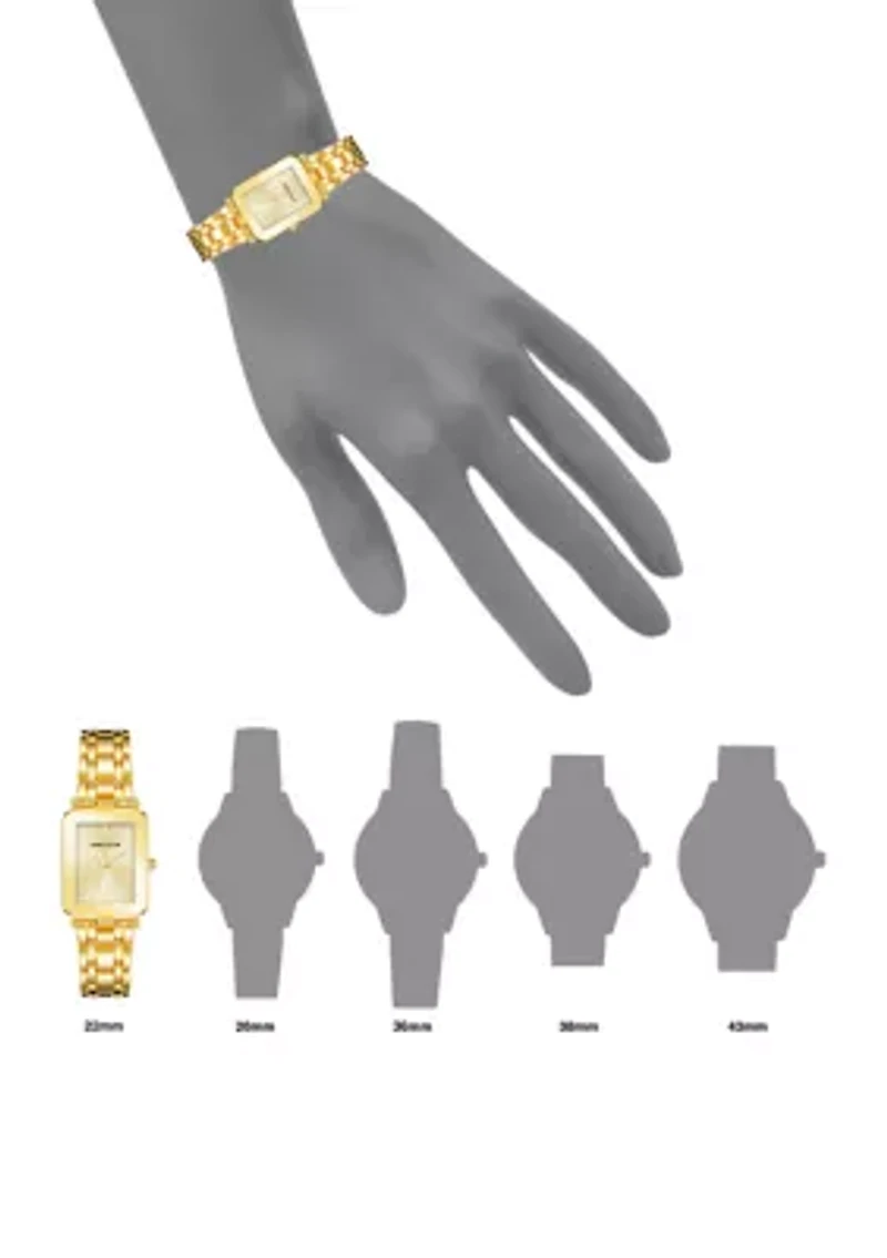  Women's Rectangular Gold Tone Watch