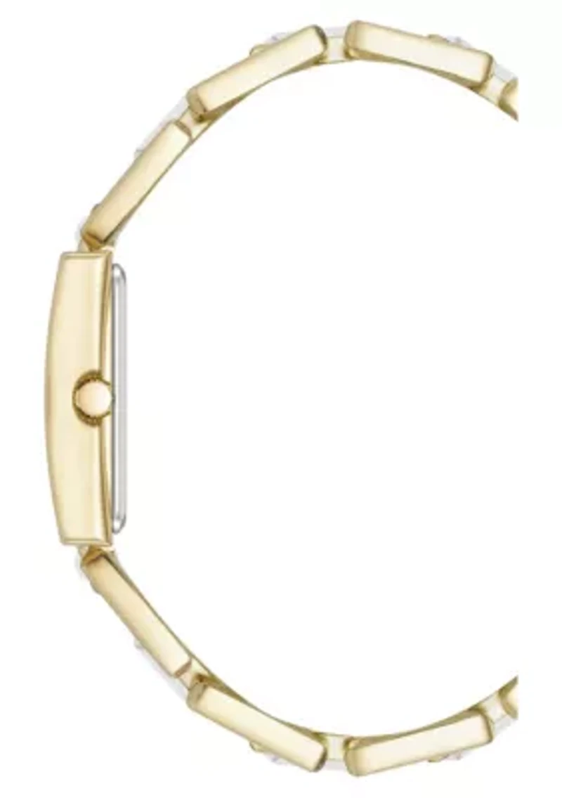 Anne Klein Women's Quartz Howlite Gemstone and Gold-Tone Metal Alloy Bracelet Watch, 21mm