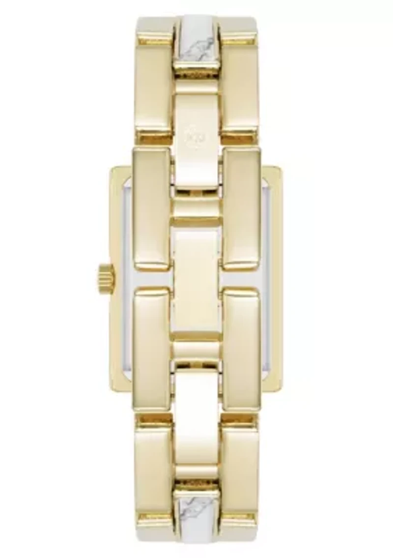 Anne Klein Women's Quartz Howlite Gemstone and Gold-Tone Metal Alloy Bracelet Watch, 21mm