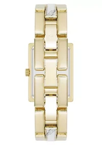 Anne Klein Women's Quartz Howlite Gemstone and Gold-Tone Metal Alloy Bracelet Watch, 21mm