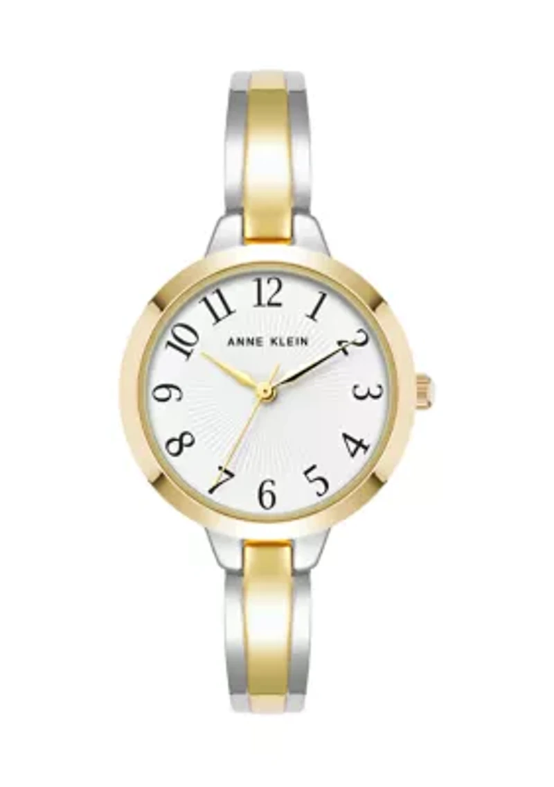 Two-Tone Alloy Metal Bangle Watch