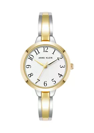 Two-Tone Alloy Metal Bangle Watch