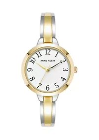 Two-Tone Alloy Metal Bangle Watch