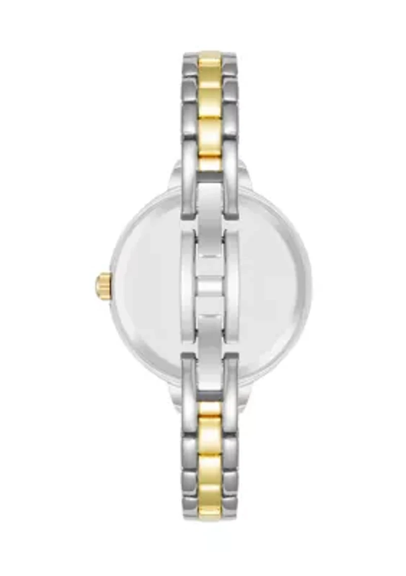 Two-Tone Alloy Metal Bangle Watch