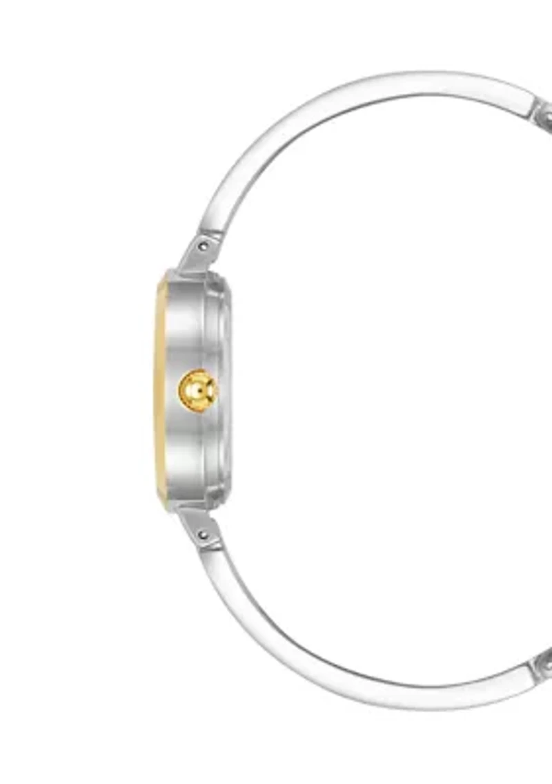 Two-Tone Alloy Metal Bangle Watch