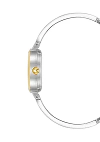 Two-Tone Alloy Metal Bangle Watch