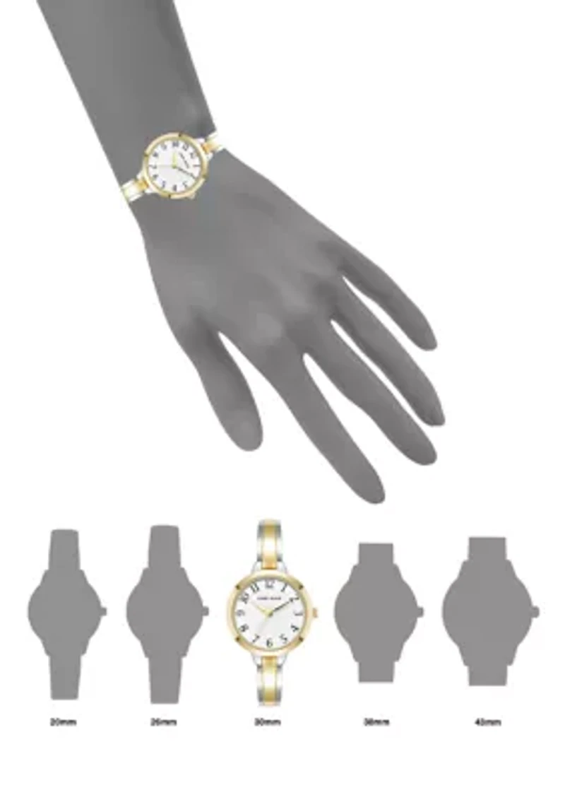 Two-Tone Alloy Metal Bangle Watch