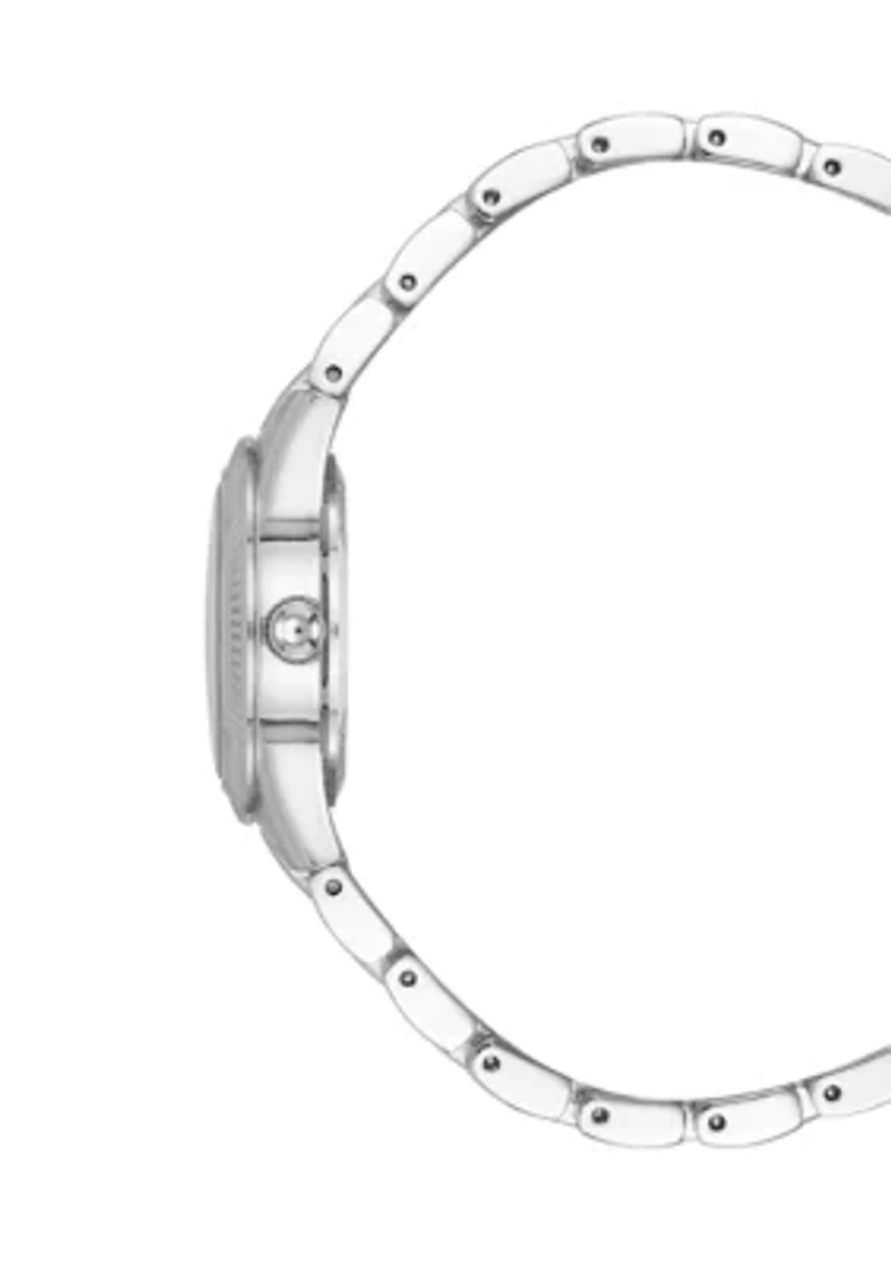 Women's Quartz Round Silver-Tone Alloy Metal Bracelet Watch