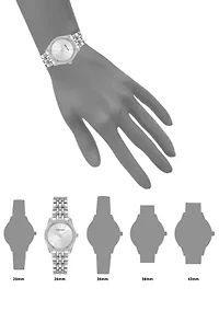  Women's Quartz Round Silver-Tone Alloy Metal Bracelet Watch