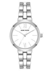 Anne Klein Women's Quartz Modern White Enamel and Silver-Tone Metal Alloy Watch, 30mm