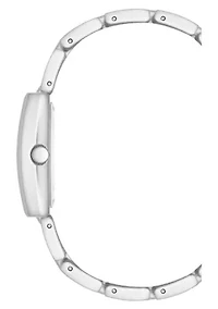 Anne Klein Women's Quartz Modern White Enamel and Silver-Tone Metal Alloy Watch, 30mm