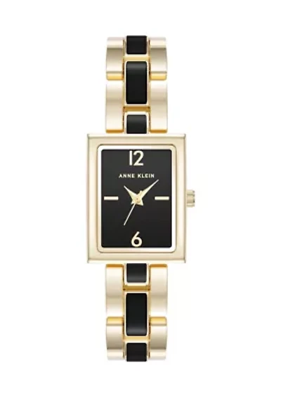 Rectangular Enamel and Gold Tone Watch